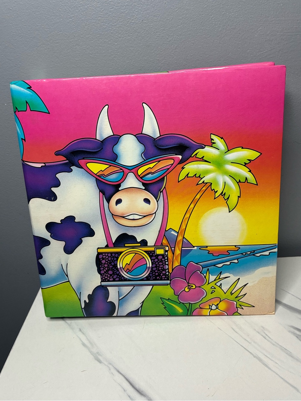 1988 Lisa Frank Tropical Cow Photo Album 3 Ring Binder Original Vintage